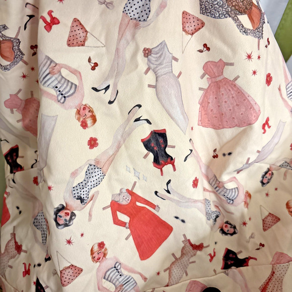 Voodoo Vixen Sleeveless Dress Fit & Flare size L Sundress Cut Out Novelty Print - Picture 9 of 12